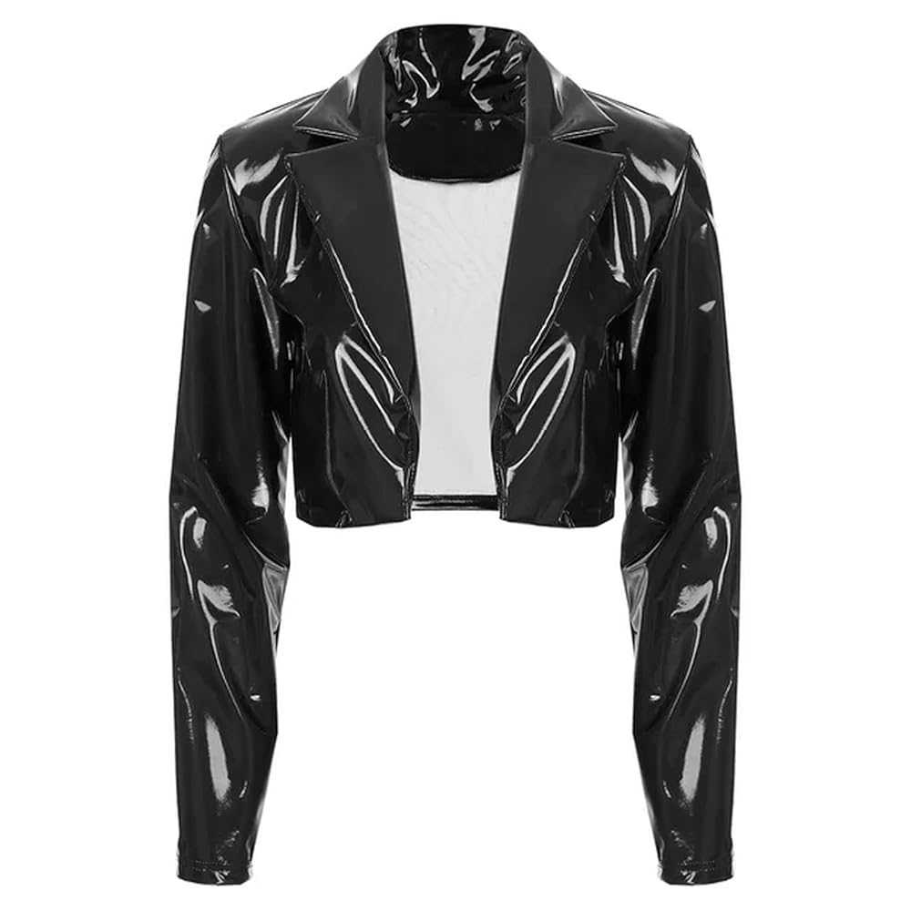 WEITING New Spring Women Shiny Patent Leather Jacket Red